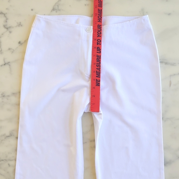 High-Waist Straight Leg Soft Woven Fabric White Stretchable Pant. - Picture 3 of 6